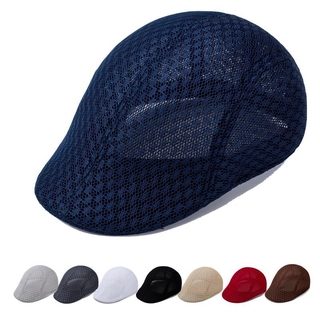 Sun Hat Summer Breathable Beret Peaked Cap Mesh Hollow out Solid Color Beret Hat Sun Protection Men