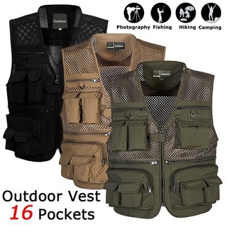 Men Mesh Breathable Vest Photography Multi-Pockets Outdoor Vest Work Fishing Travel Photo Vest