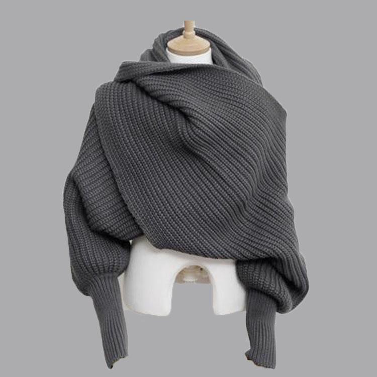 Magic Unisex Winter Warmer Knitting Wool Scarf With Sleeve Soft Wrap Shawl Scarves