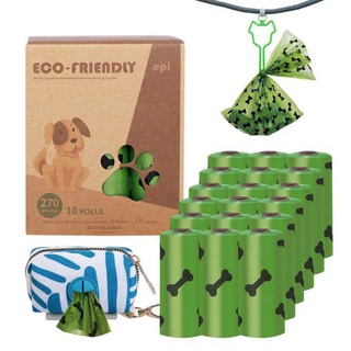 18 Rolls/270 Bags Epi Biodegradable Lavender Scented Dog Poop Bag with Dispenser and Holder for Pet