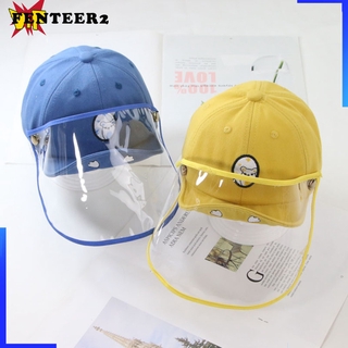 [Fenteer2 3c ] Kids Protective Face Shield Cover Hat Anti Spitting Saliva Drool Fisherman Cap with Clear Facial Cotton Fisherman Hat