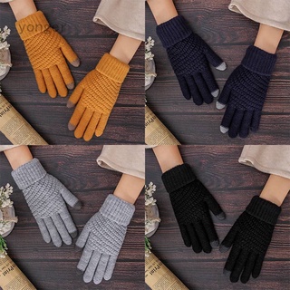 Winter gloves women's touch screen thickened warmth knitted five-finger gloves