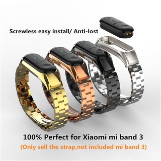 【Mi Band Strap】Xiaomi Mi Band 4 Stainless Steel Metal Wrist Strap Band 3 Band 2 Protector case with screen film (1)