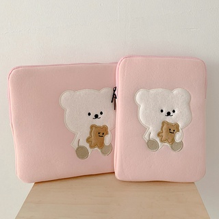 11/13 Inches Cute Bear Tablet Bag Portable IPad Laptop Bag Sleeve Student Notebooks Storage Bag