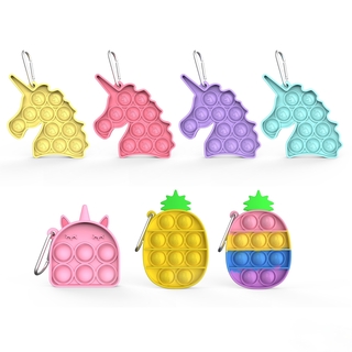 【COD】Unicorn Push Pop It Fidget Toys Key Chain Puzzle Toy Push Pop It Stress Relief