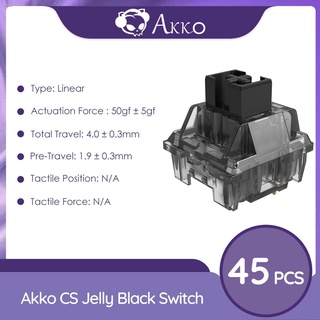 ❈Akko CS Switches with Stable Dustproof Stem for MX Mechanical Keyboard (45 pcs, Jelly Black/Jelly B