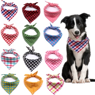 2020 Pet Dog Bandana Large Dog Bibs Scarf Washable Cozy Cotton Plaid Printing Puppy Kerchief Bow Tie