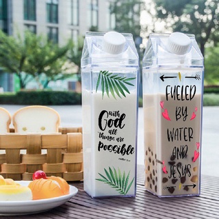 Eden Home Transparent Acrylic Water Bottle Stylish Milk Carton Shaped Water Bottle Milk Square Juice