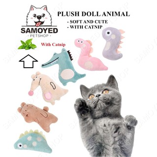 Samoyed Mini Cat Grinding Catnip Toys Funny Interactive Plush Cat Teeth Toys Pet Kitten Chewing Toy