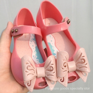 2020 New Melissa hollow bow sandals Girls fashion jelly shoes crystal fish mouth beach princess cand