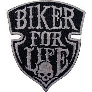 Embroidered Biker For Life Sew Iron On Patch Motorbike Badge