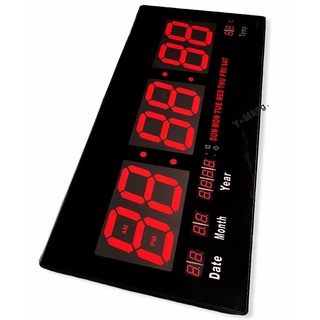 LED Digital Wall Clock Watch Calendar Date Days Temperature Meter