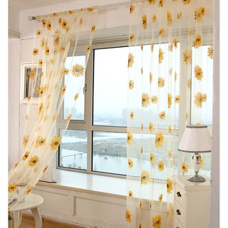 ✅FS Curtain-008 Sunflower offset Printing Tulip Door Curtain Assel Window Curtain