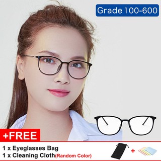 Graded Eyeglasses With Grade -100/150/200/250/300/350/400/450/500/550/600 Myopia Glasses for Women Men Retro TR Frames Eye Glasses