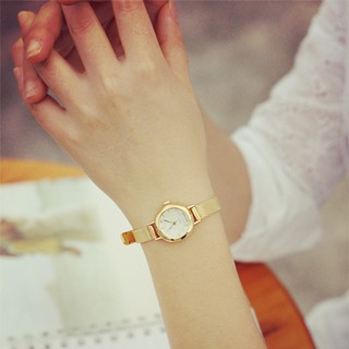 (TimeKey) Fashion Womens Golden Small Round Dial Bracelet Lady Quartz Analog Wrist Watch