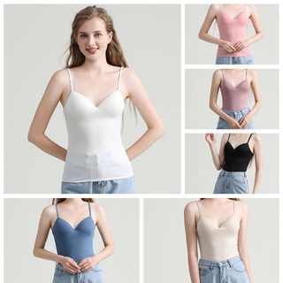New Spring and Summer Solid Color Tees Modal Sling Bottoming Shirt Sleeveless Ladies V-neck Chest Pad Vest For Beautiful Woman