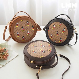 0017 korean style high fashion synthetic leather sling hand bag gd inspired printed round bag