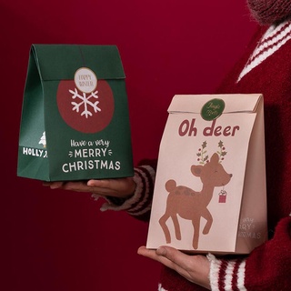 Cute Deer Christmas Gift Bags Santa Claus Xmas Baking Packaging Bag Candy Boxes For Home Noel