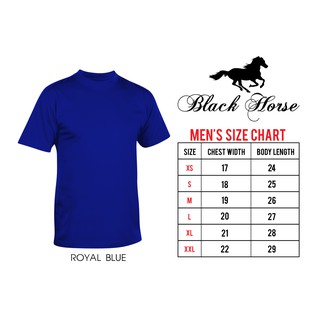 T- Shirt Round Neck Plain Shirt Unisex Adult Black Horse (R.BLUE)