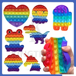 【COD】Push Pop Bubble Fidget Kids Sensory Foxmind Pop It Colourful Unicorn Rainbow Shrimp Crab Dinosaur Fidget Toys