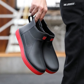 Men's Fashion mid-calf and low length rain boots waterproof non-slip water shoes rain boots fashion shoes