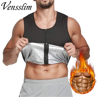 Sauna Sweat Body Shaper for Men Waist Trainer Vest Polymer Heat Trapping Weight Loss Zipper Workout Thermal (1)