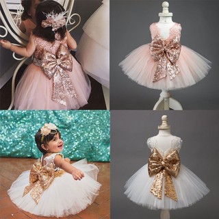 littlekids Pricess Kids Baby Girl Sequins Boknot Dress
