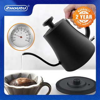Zhoutu Electric Stainless Steel Electric Kettle,with Thermometer Hand-held coffee pot ,1000W swan ne