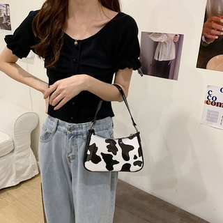 Pujiangyanwan Jz' bag Cow pattern spotted retro baguette bag popular armpit bag handbag