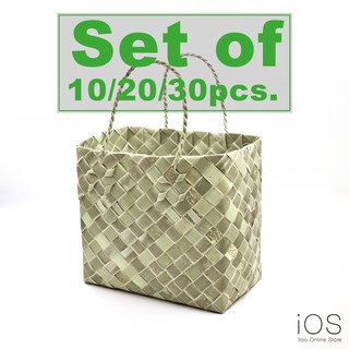 Set of 10pcs 20pcs 30pcs. Pandan Handmade Market Bag with Fold