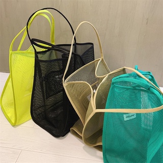 Women's Shoulder Bag Mesh Totes Net Beach Bag Foldable Handbag Fruit Grocery Shopping Bags Fashion