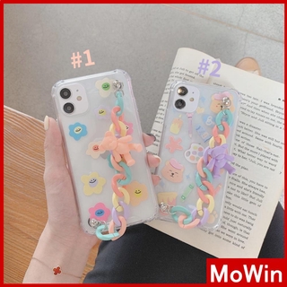 Mowin - iPhone Case Transparent Acrylic Shockproof With Wrist Strap Bear Candy Color Chain Cute Style iphone Xr MAX XS SE2020 Max 7 8plus Pro 11 7plus