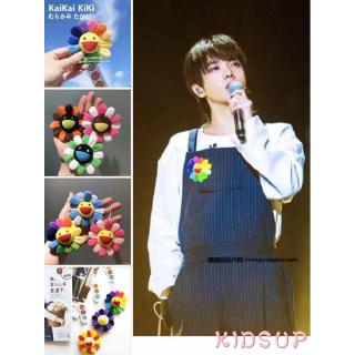 ✿KIDSUP✿Takashi Murakami Kaikai Kiki Mini Rainbow Flower Plush Strap Pin Keychain (3)