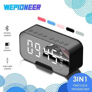 【COD】Bluetooth Speaker with FM Radio LED Mirror Alarm Clock Subwoofer Music Player Snooze Desktop Clock Wireless (1)