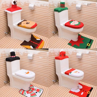 3pcs/set Christmas Decor Santa Claus Toilet Seat Cover Ornament