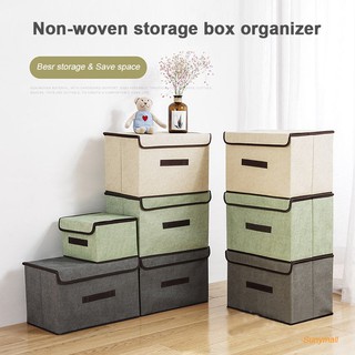 SunyMall Storage Box Organizer With Cover Small Big Set Storage Box Plain Color Foldable Organizer