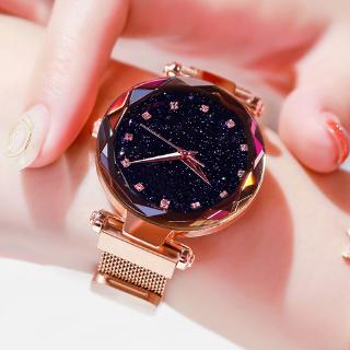 Stainless Steel Gold Mesh Bracelet Watches Luxury Starry Sky Women Crystal Quartz Wrist Watch Accessories (3)