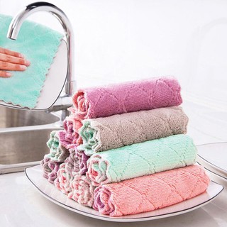 Kitchen Non-oily Dishwashing Cloth Double-layer Thickened Cleaning Towel Absorbent Cloth Dish Towel
