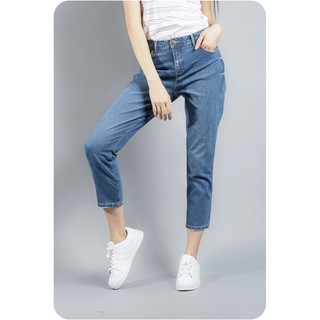 Wrangler High Rise Slim Straight Five Pocket Jeans in Blue Medium Wash (1)