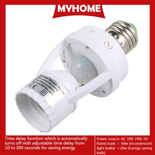 Sensitive PIR Motion Sensor E27 LED Bulb Base Socket Infrafed Automatic Light Lamp Holder Switch for Walk-in Closet Laundry Room Garage Bathroom Aisle Stair
