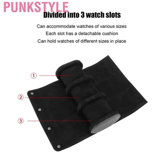Punkstyle 3 Slot Professional PU Leather Watch Storage Box Travel Portable Case Organizer (2)