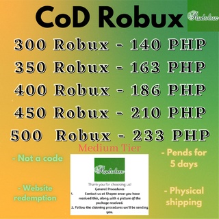 300 - 350 - 400 - 450 - 500 CoD Robux ~Medium Tier~ (Read Description!)