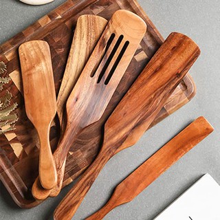 Wooden Kitchen Utensil Set, Kitchen Sets Non-Stick Wooden Cooking Utensils Spatula Slotted Spurtle