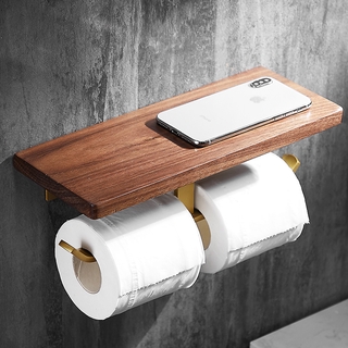 ﹦ぞUndashing Ize solid wood tissue rack creative toilet golden toilet roll paper holder black walnut