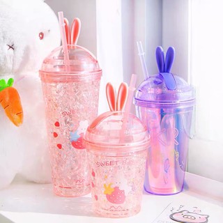 LAST PIECES SALE!! Hologram Bunny Cherry Blossom Cute Straw Tumbler Water Jug (1)