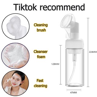 【Tiktok recommend】Mousse Foaming Bottle/Cleansing Brush/Pump Press Silicone Face Brush/Foaming/bottl (1)