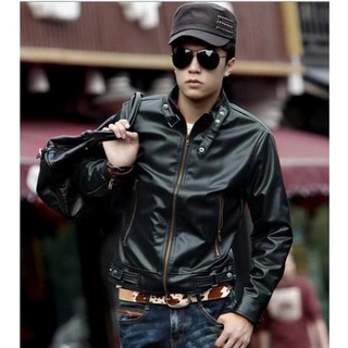 Men Slim Fit Jacket Motorcycle Outwear Leather Casual Coats