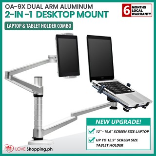 OA-9X Dual Flexi-Arm Aluminum Laptop and Desk Mount Laptop Stand and Tablet Holder Desktop Mount