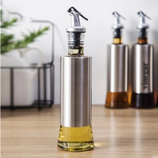 Olive Oil Soy Sauce Cruet Bottle Vinegar Dispenser Cooking Seasoning Container Stainless Steel Glass