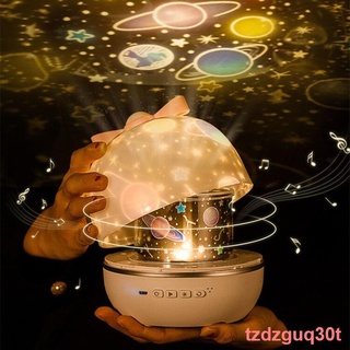 ✤℡∏Night Light Projector with Music Box and 6 360 Projection Movies Rotation Starry Sky Projector La